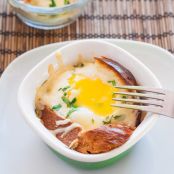 Baked Eggs in a Brioche Basket with Asiago Cheese