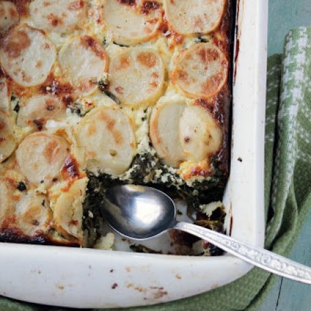 Spinach, Feta, and Potato Gratin