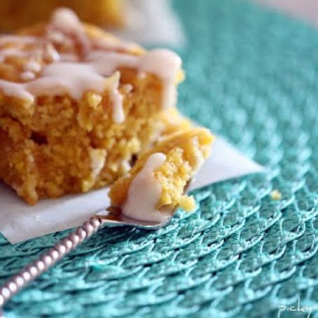 Pumpkin White Chocolate Chunk and  Candied Ginger Blondies
