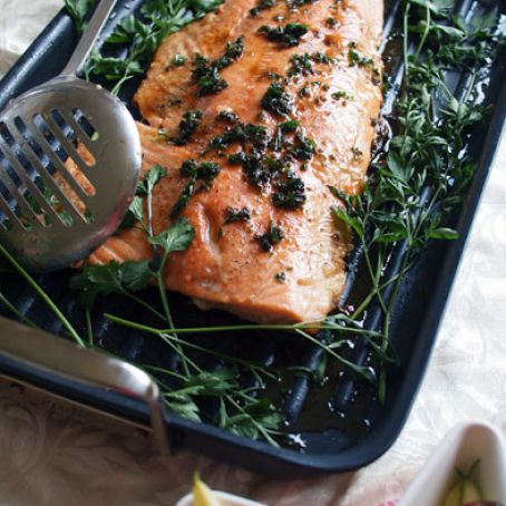 Whole Side of Salmon with Brown Butter Sauce