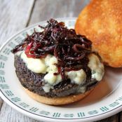 Portobello Burgers with Blue Cheese and Sautéed Red Onions