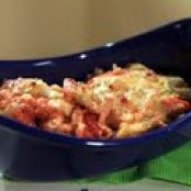 Buffalo BBQ Pulled Chicken with Blue Cheese Cornbread Topper (Rachael Ray)