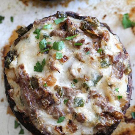 CHEESESTEAK STUFFED PORTOBELLO MUSHROOMS