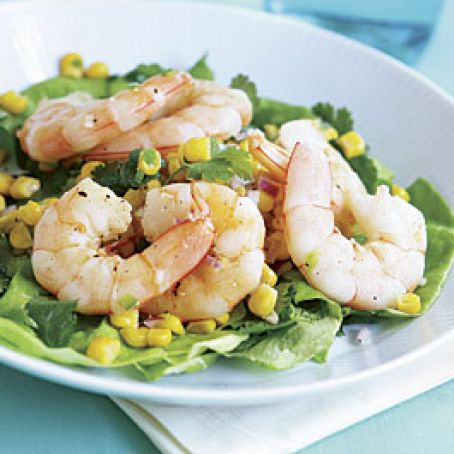 Bibb and Cilantro Salad with Shrimp and Toasted Corn