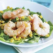 Bibb and Cilantro Salad with Shrimp and Toasted Corn