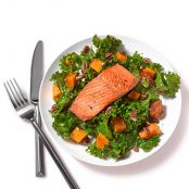Winter Kale Salad with Salmon, Squash, and Pecans