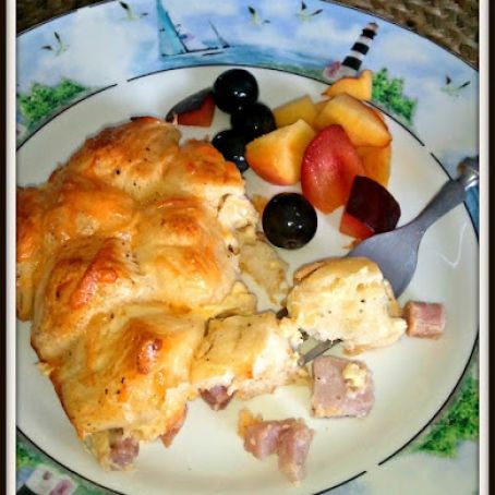 Ham and Cheese Biscuit Pull Apart Casserole