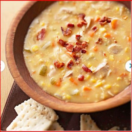 Slow cooker creamy chicken and corn soup
