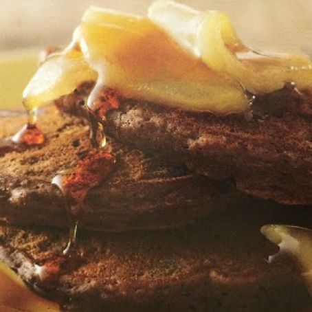 CHOCOLATE PANCAKES WITH MAPLE-PEAR SAUCE