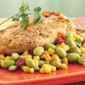 Breaded Chicken with Edamame Succotash