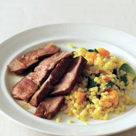Seared Lamb With Golden Israeli Couscous | Real Simple Recipes
