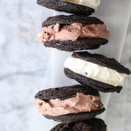 Double Chocolate Chip Cookie Ice Cream Sandwiches