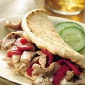 Peppered Pork Pitas With Garlic Spread Recipe
