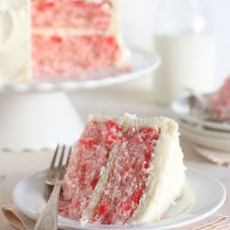 Cherry Chip Cake with Whipped Vanilla Buttercream