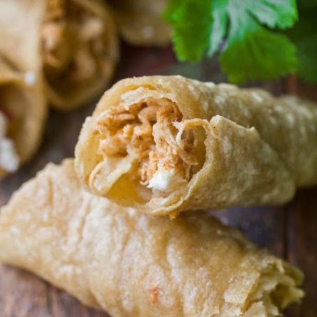 Spicy Chicken Flautus with Lime Sour Cream