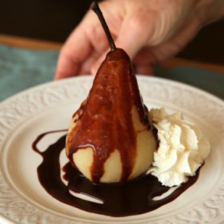 Poached Pears with Chocolate Sauce