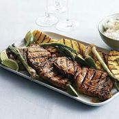 Ginger-Sesame Pork Chops with Grilled Pineapple