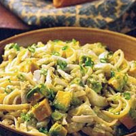 Linguine, Crab, and Avocado with Scallion Vinaigrette