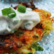 Summer Vegetable Pancakes with Basil Chive Cream