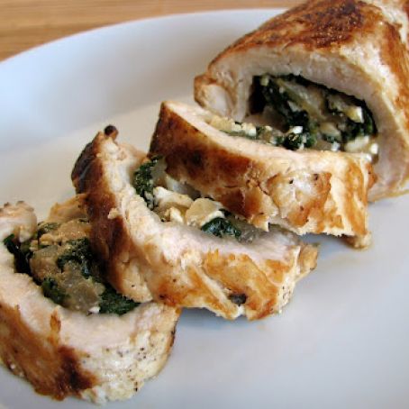 Feta, Spinach and Caramelized Onion Stuffed Chicken Breasts