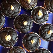 Ooey Gooey Peanut Butter Stuffed Chocolate Cupcakes
