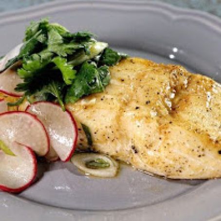 HALIBUT - Oven-Baked Wood Planked Asian Halibut with Herb Salad