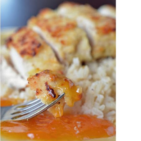 COCONUT CHICKEN WITH APRICOT SAUCE