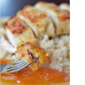 COCONUT CHICKEN WITH APRICOT SAUCE
