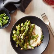 Grilled Asparagus With Spiced Yogurt, Peanuts & Mint
