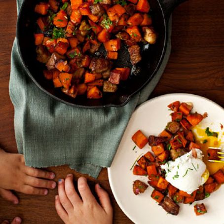 Sweet Potato-Pork Belly Hash