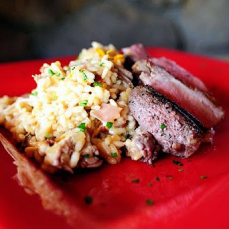 Duck Risotto With Ham and Sausage