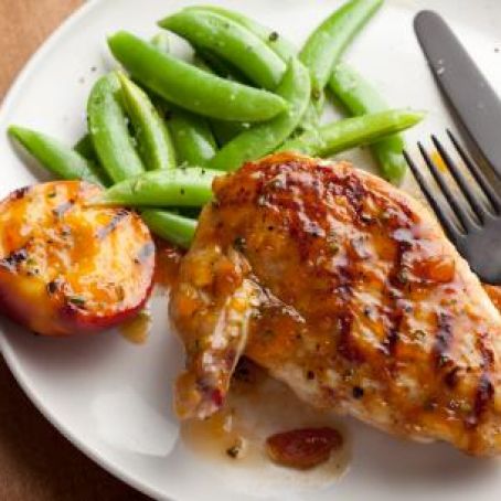 Grilled Chicken Breasts with Spicy Peach Glaze