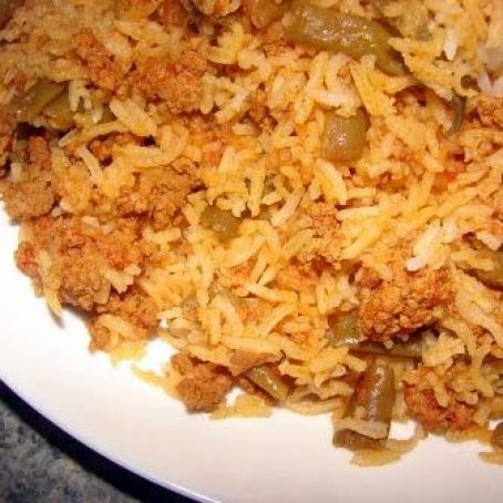 Persian Green Beans, Beef & Rice