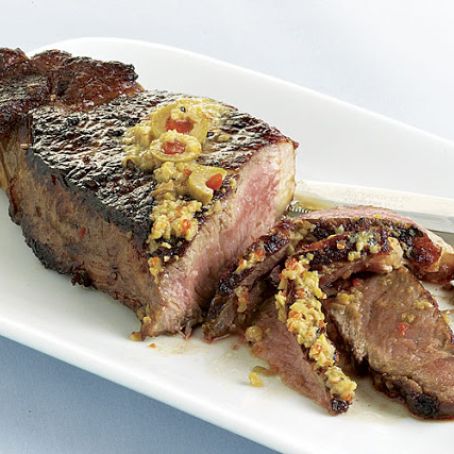 New York Steaks with Martini Butter
