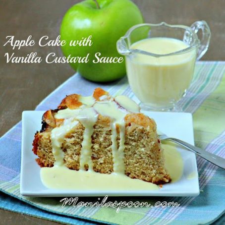 Apple Cake with Vanilla Custard Sauce