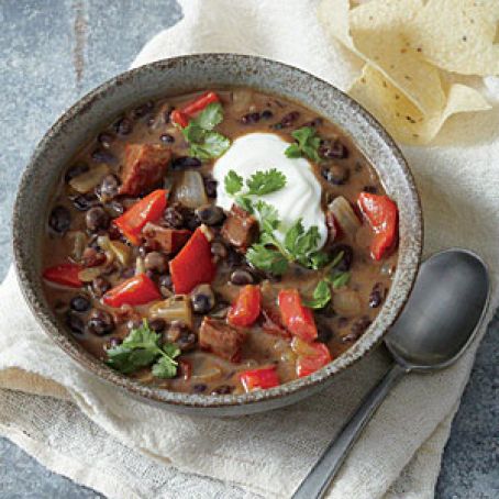 Black Bean Soup with Chorizo and Lime