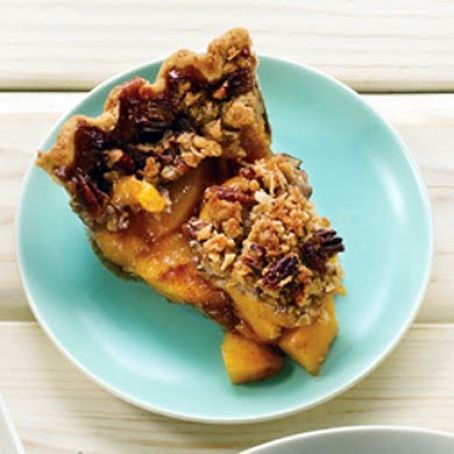 Deep Dish Peach Pie with Pecan Strusel Topping
