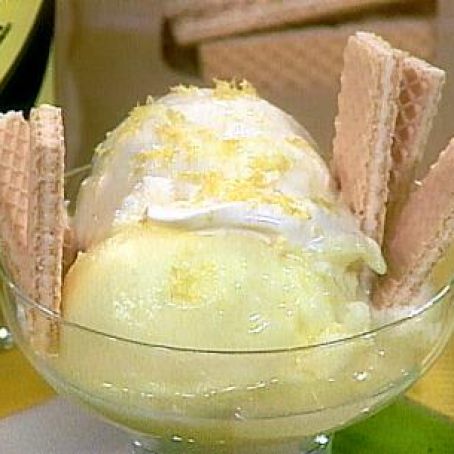 Limoncello Ice Cream Dessert with Wafer Cookies