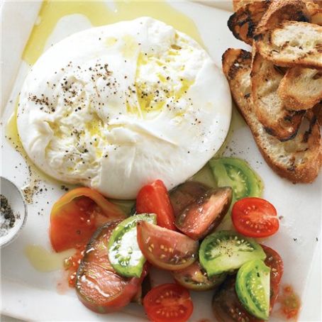 Burrata with Grilled Bread and Heirloom Tomatoes