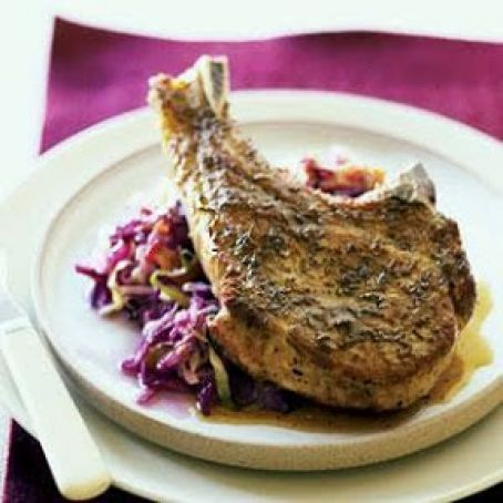 Pork Chops with Fresh Green & Red Cabbage