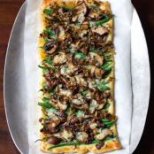 Green Bean Mushroom Tart with Blue Cheese and Crispy Shallots