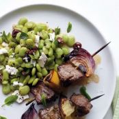 Lamb Kebabs With Lima Bean Salad