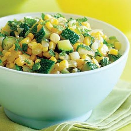 Corn, Sweet Onion & Zucchini Sauté with Fresh Mint