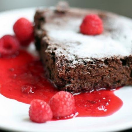 Black Bean Brownies with Raspberry Sauce