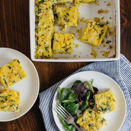 Breakfast Polenta Squares with Spinach & Bacon