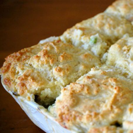 Turkey Pot Pie with Cheesy Biscuit Topping