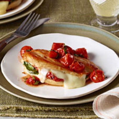 Mozzarella-Basil Chicken with Roasted Tomatoes