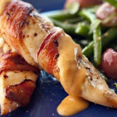 Bacon-Wrapped Chicken Breasts With Chile Cheese Sauce