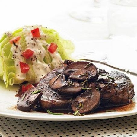 Beef Tenderloin Steaks with Red Wine-Mushroom Sauce