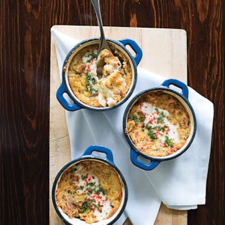 Sausage-Camembert Spoon Pudding